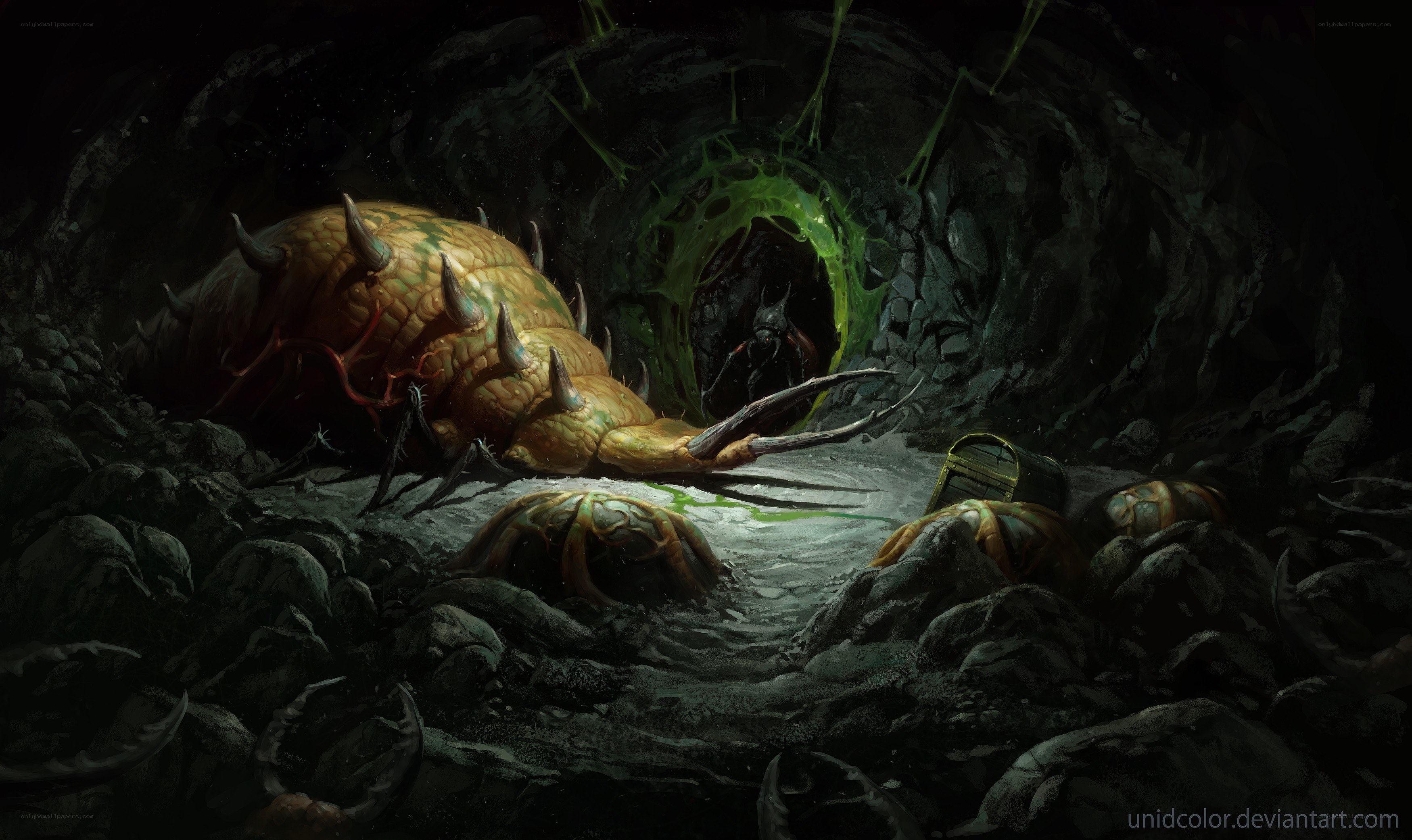 giant worm in a cave