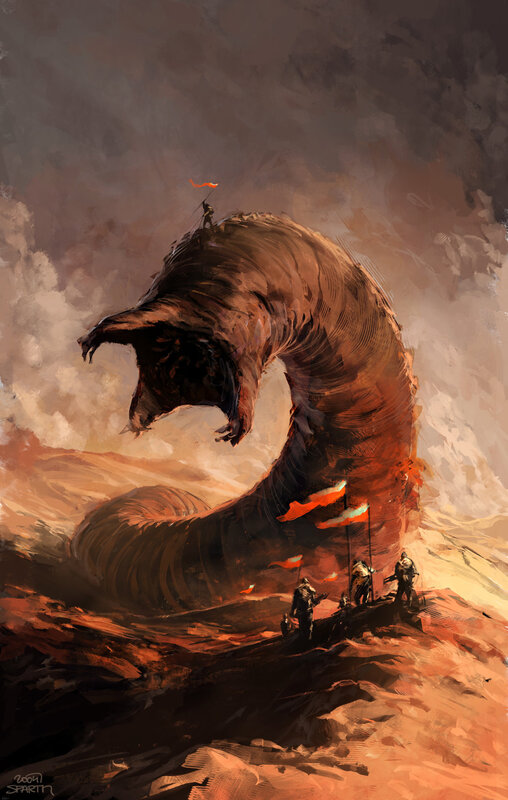 Giant Worm in Desert — Brown