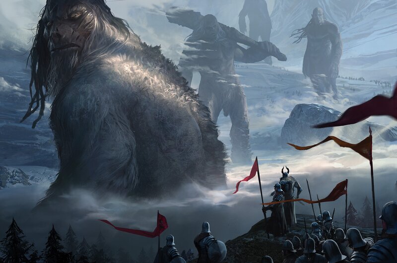 Giants in Snowy Mountains — Gray