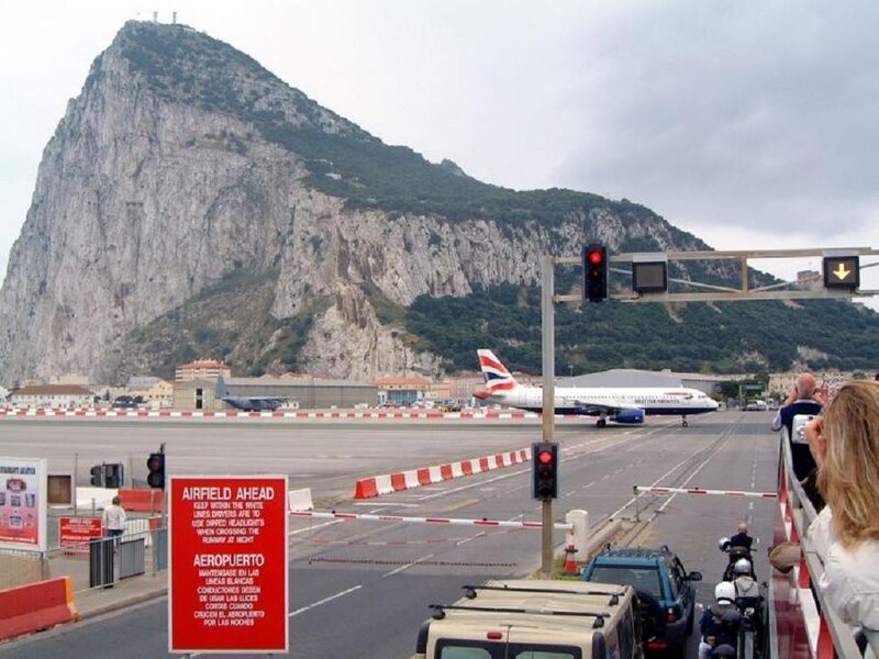 Gibraltar airport with Rock in background