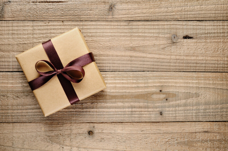 Gift Box on Wood — Brown
