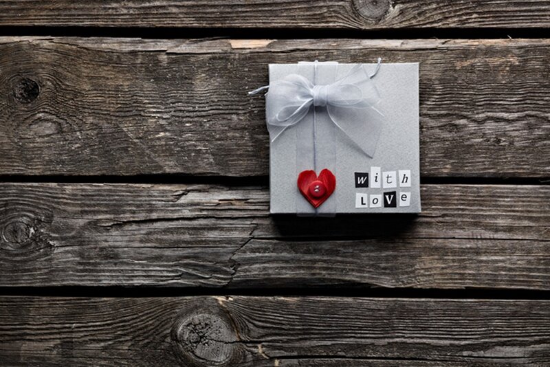 Gift Box on Wood — Gray