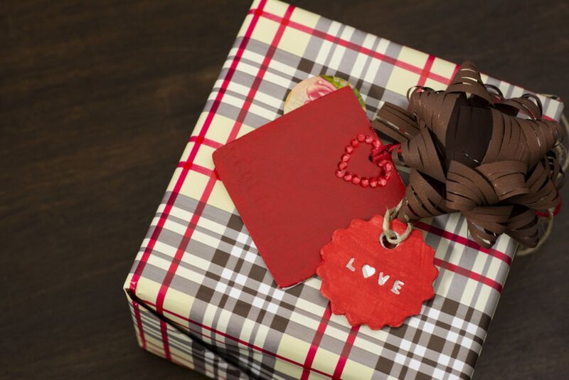 Gift Box with Bow — Red, Festive