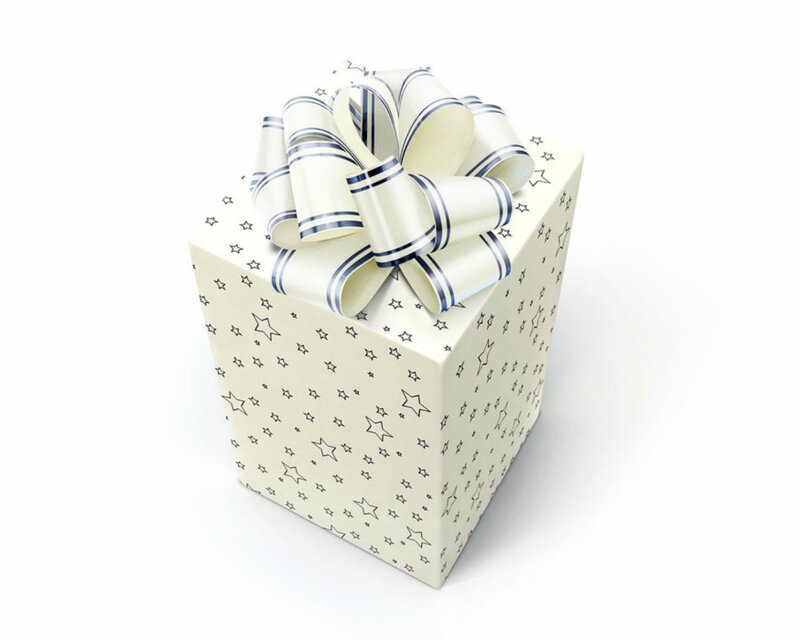 Gift Box with Bow — White