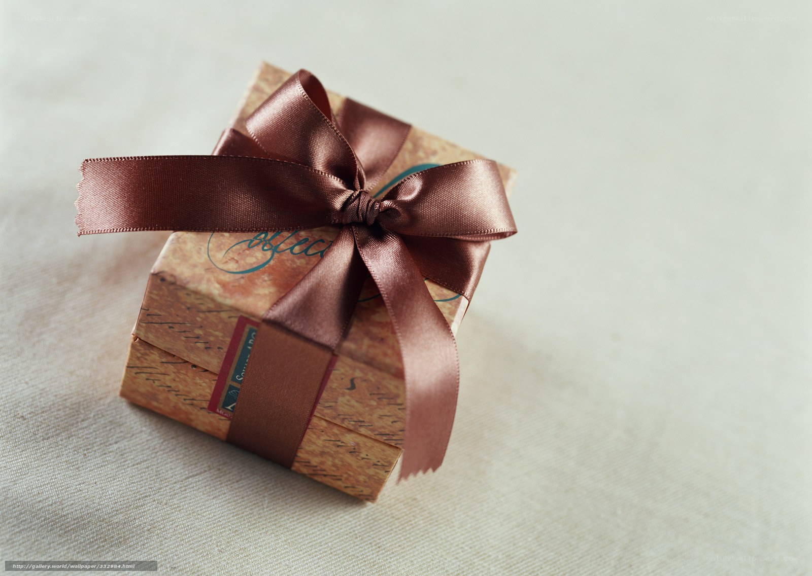 Gift box with brown ribbon