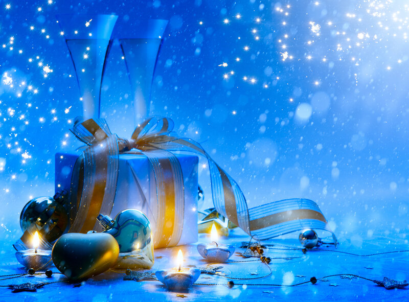 Gift Box with Candles — Blue