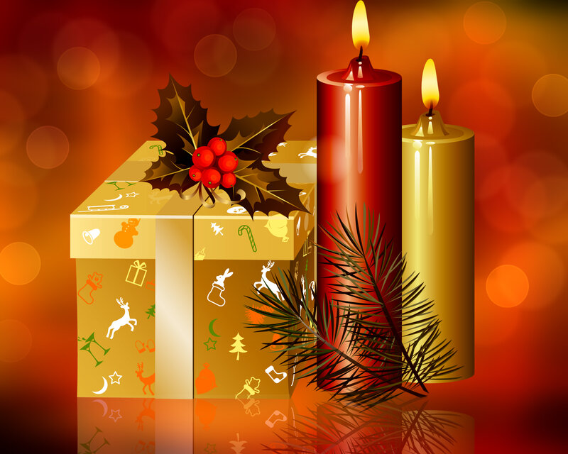 Gift Box with Candles — Red
