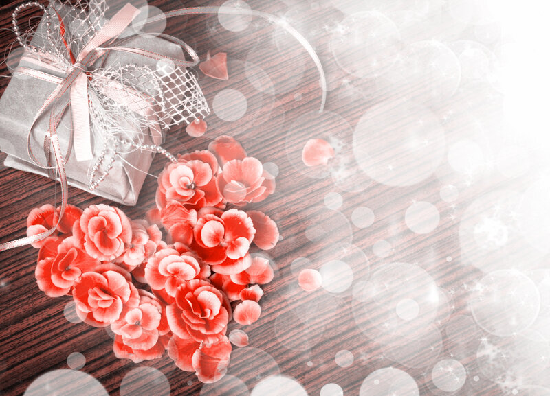 Gift Box with Flowers — Red