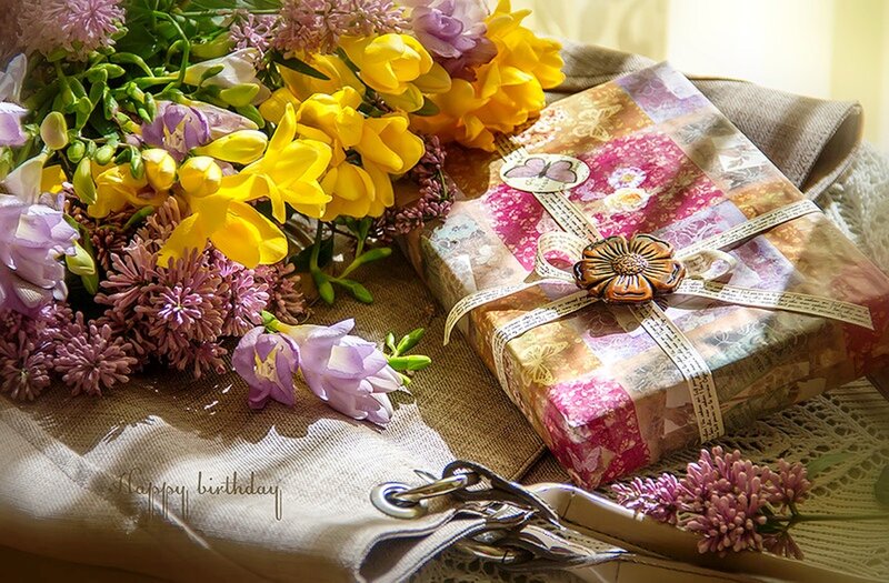 Gift Box with Flowers — Yellow, Calm, Morning