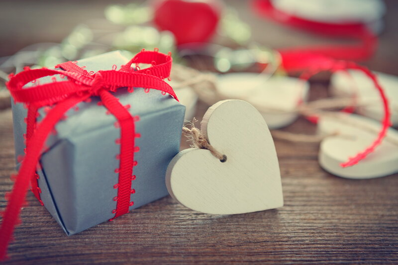 Gift Box with Heart — Gray