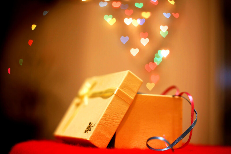 Gift Box with Heart Lights