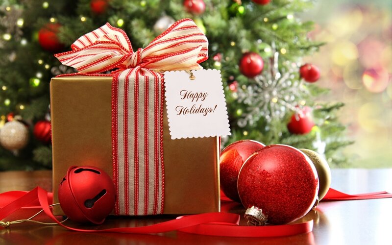Gift Box with Holiday Ornaments