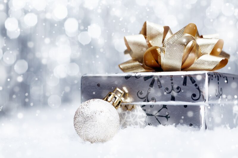 Gift Box with Ornament — Silver, Festive