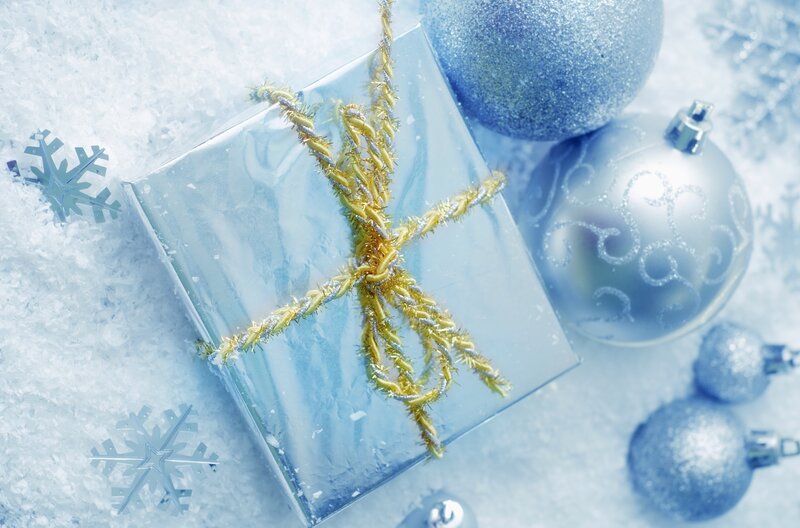 Gift Box with Ornaments — Blue