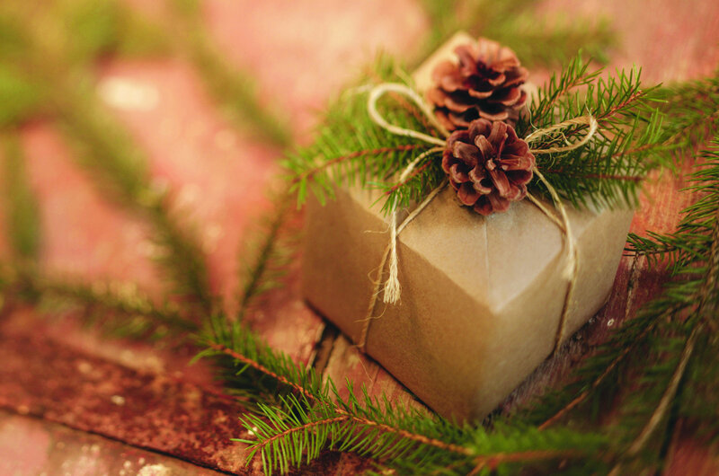 Gift Box with Pine Cones