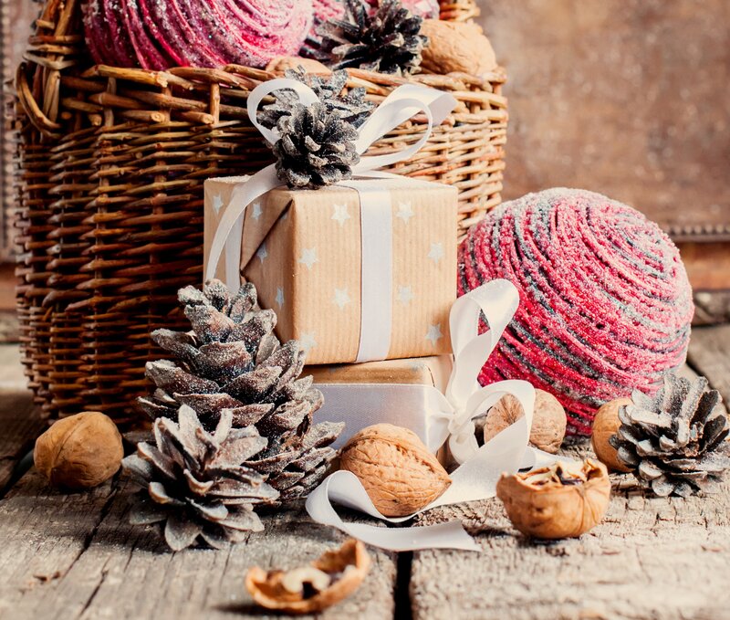 Gift Box with Pinecones