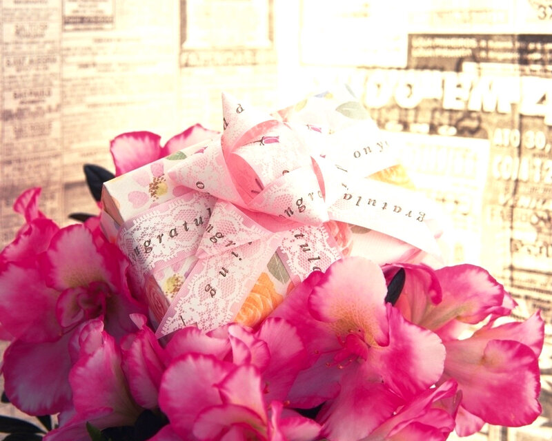 Gift Box with Pink Flowers