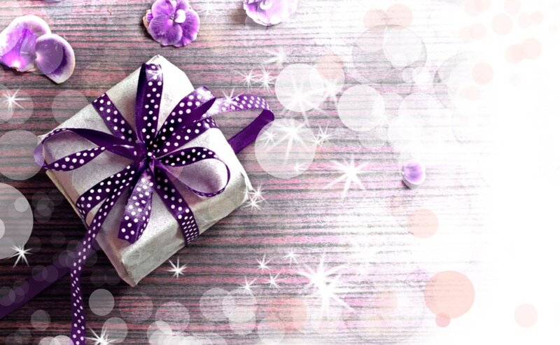 Gift Box with Purple Ribbon