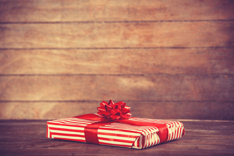 Gift Box with Red Bow — Festive, Photograph, Red Ribbon