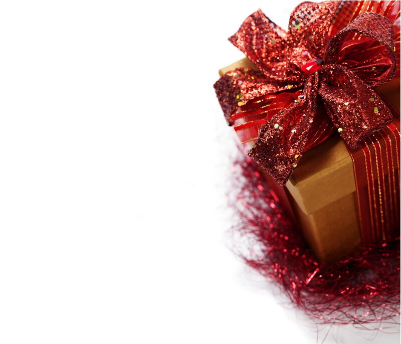 Gift Box with Red Bow — Festive, Photograph
