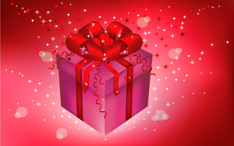 Gift Box with Red Bow — Festive, Vector Art