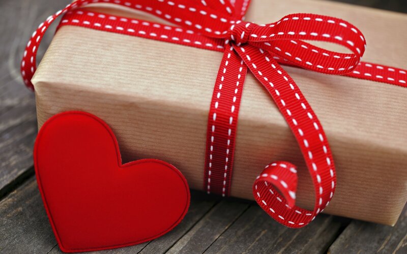gift box with red heart
