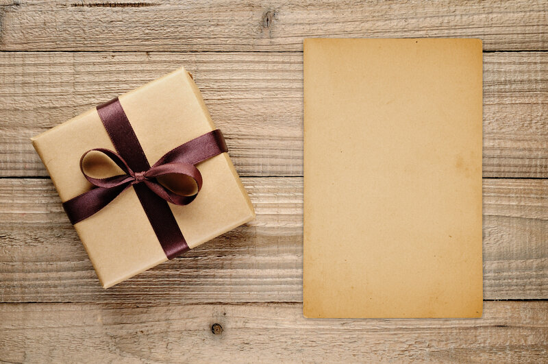 Gift Box with Ribbon — Brown, Calm, Photograph