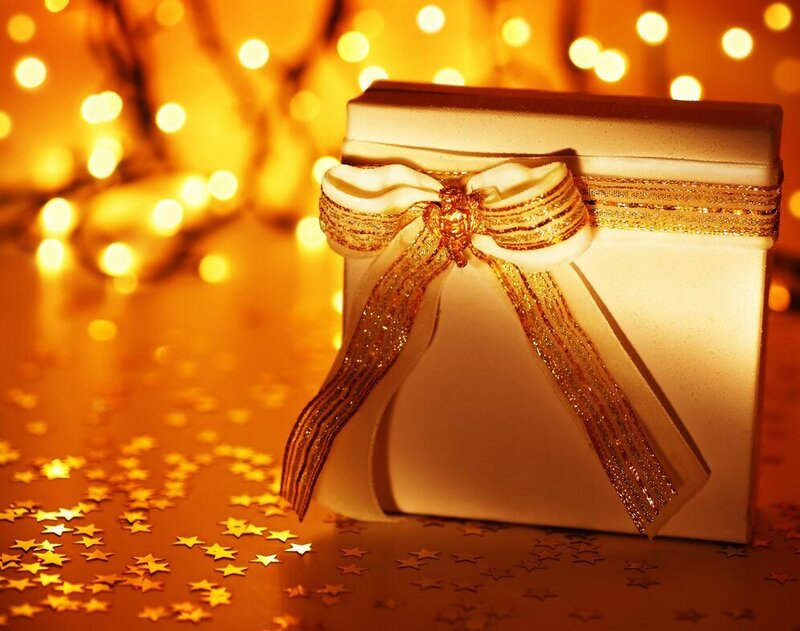 Gift Box with Ribbon — Gold