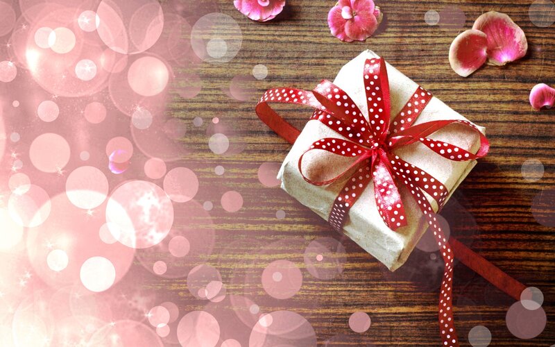 Gift Box with Ribbon — Red, Festive, Photograph