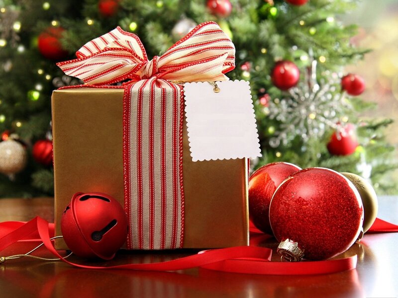Gift Box with Ribbon — Red, Festive, Winter