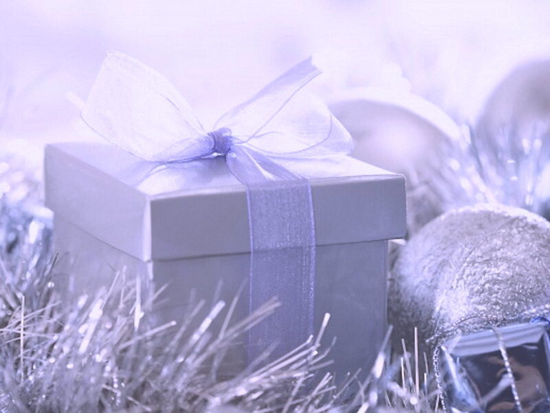 Gift Box with Ribbon — White, Festive