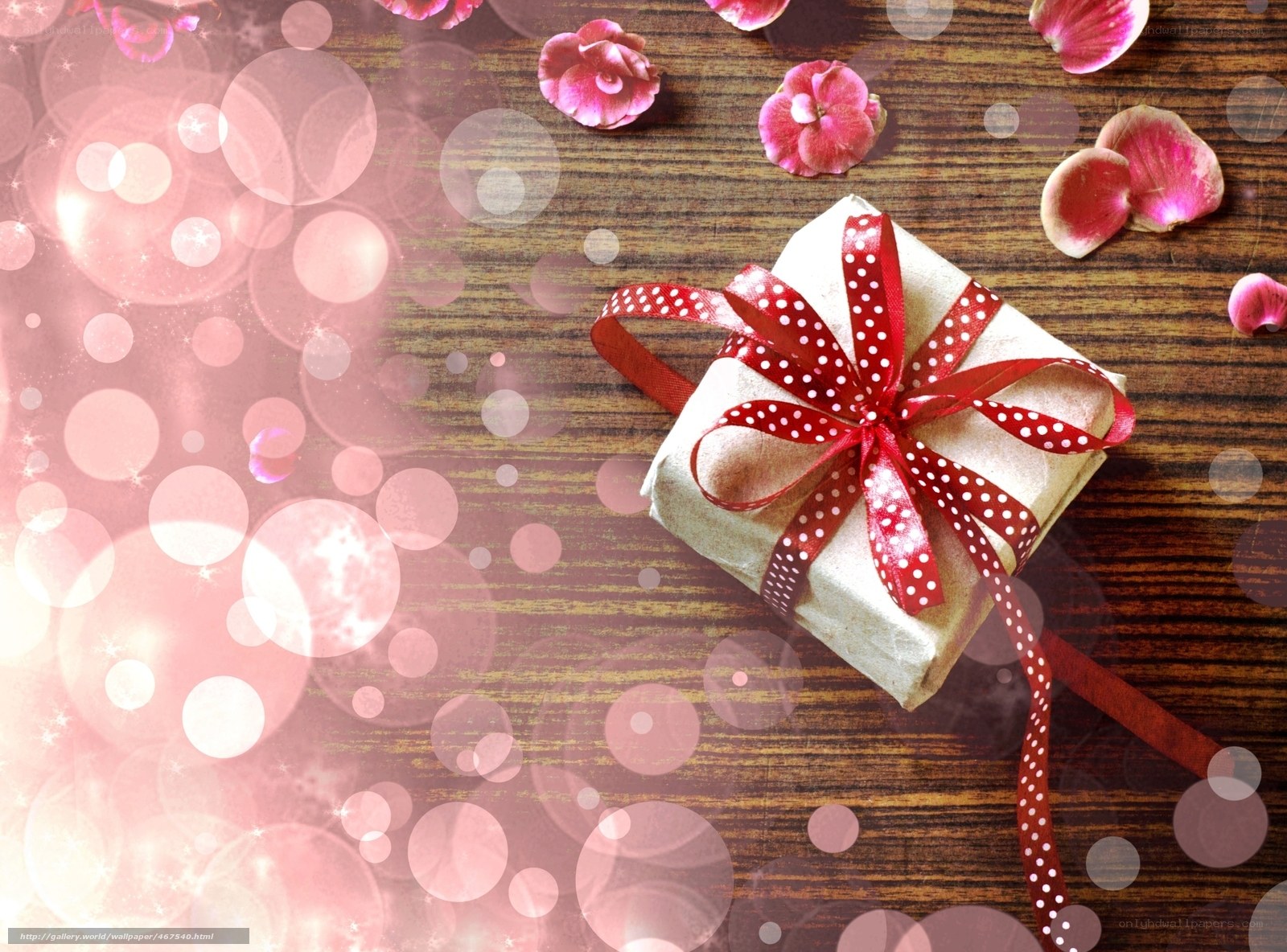 gift box with rose petals