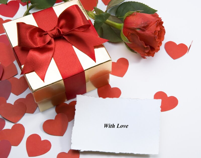 Gift Box with Rose — Red, Romantic, Photograph