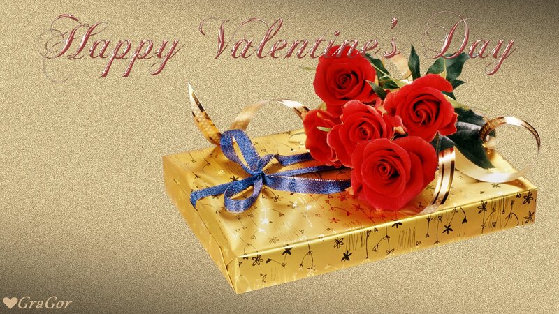 Gift Box with Roses — Gold, Celebratory