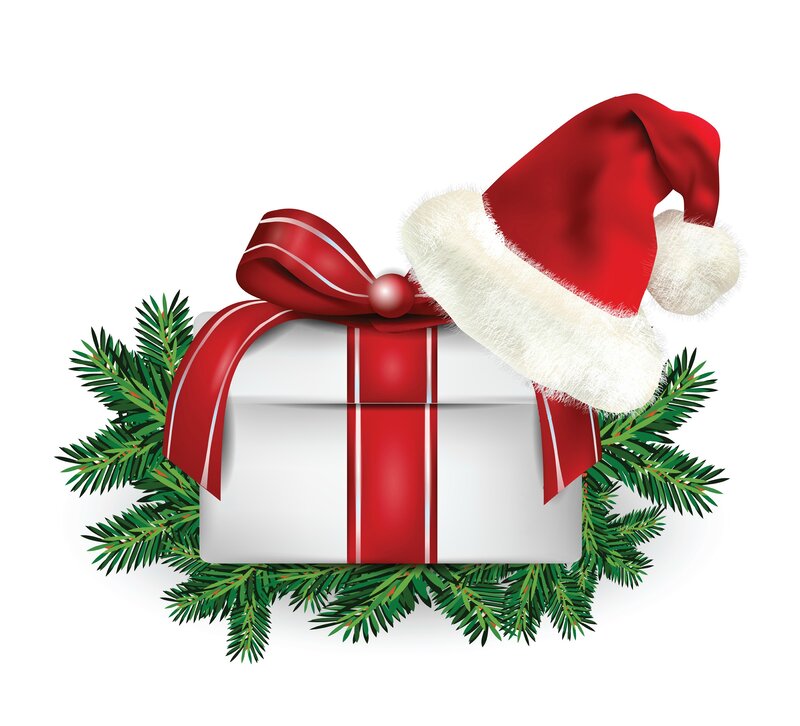 Gift Box with Santa Hat