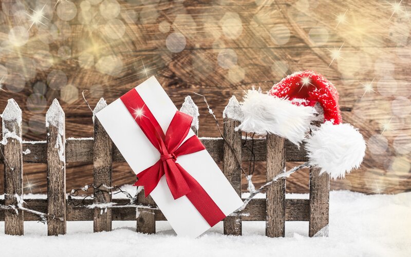 Gift Box with Santa Hat — White