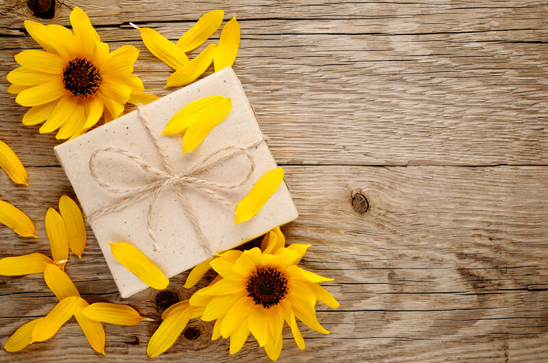 Gift Box with Sunflowers