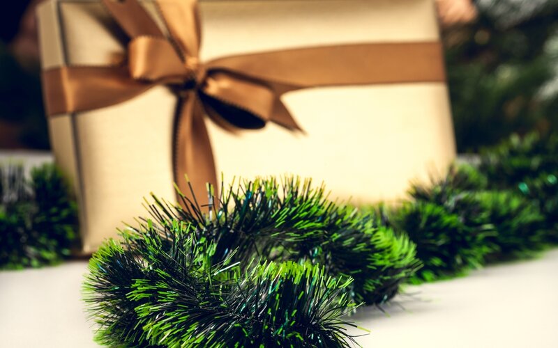 Gift Box with Tinsel