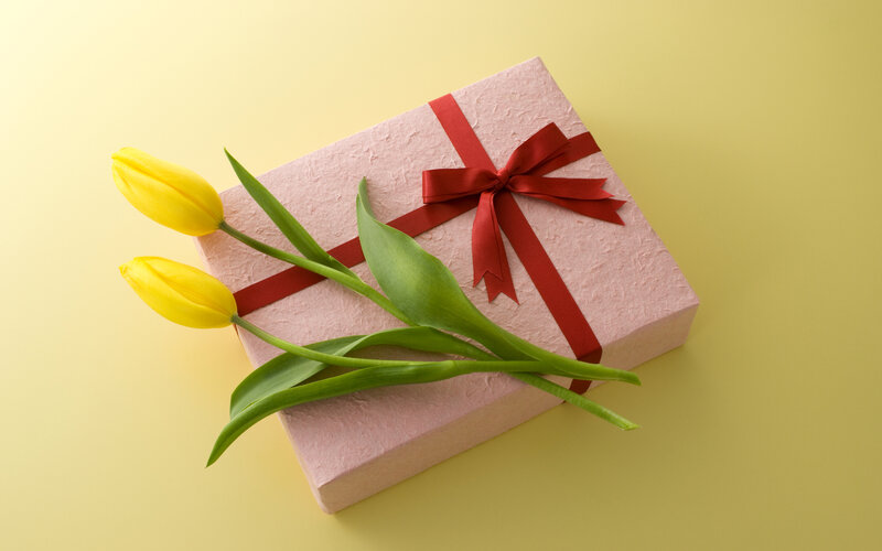 Gift Box with Tulips