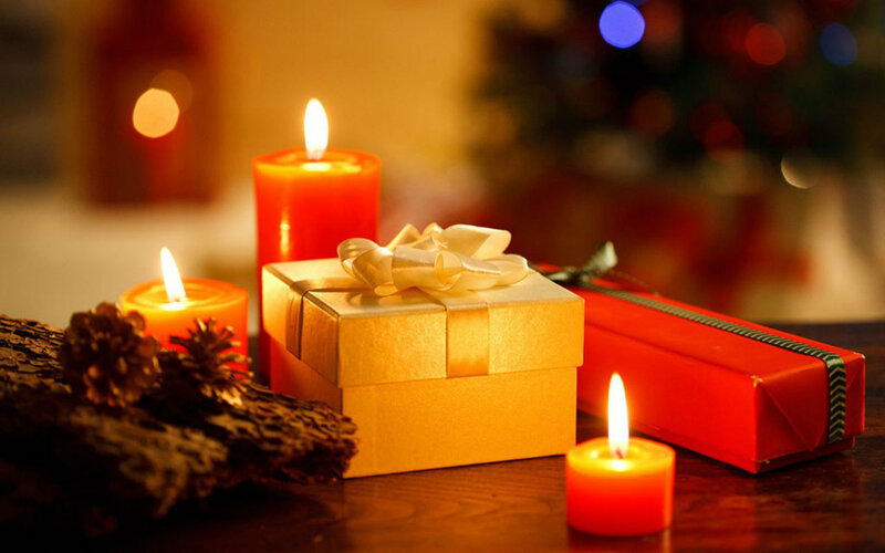 Gift Boxes and Candles — Red