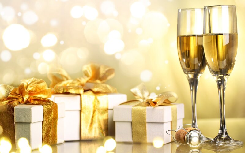 Gift Boxes and Champagne — Gold