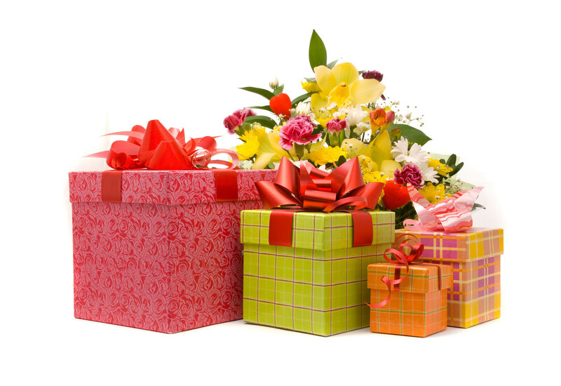 Gift Boxes and Flowers — Red