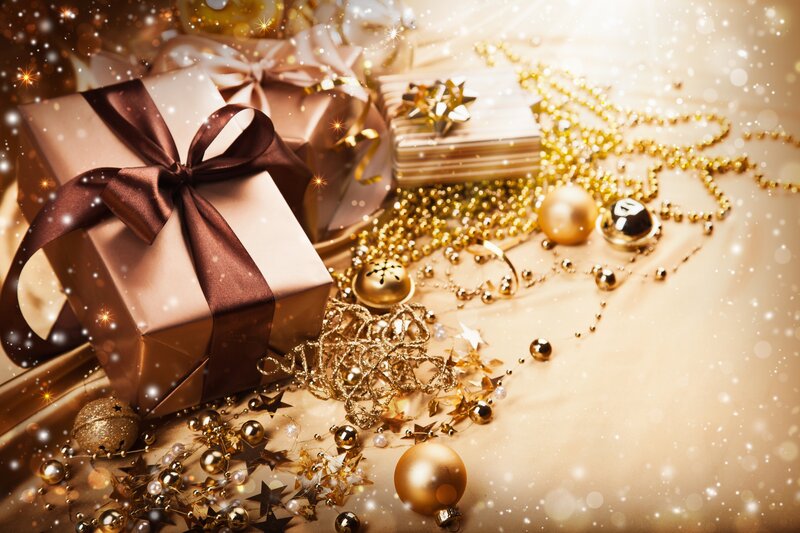 Gift Boxes and Ornaments — Gold
