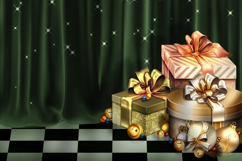 Gift Boxes and Ornaments — Green