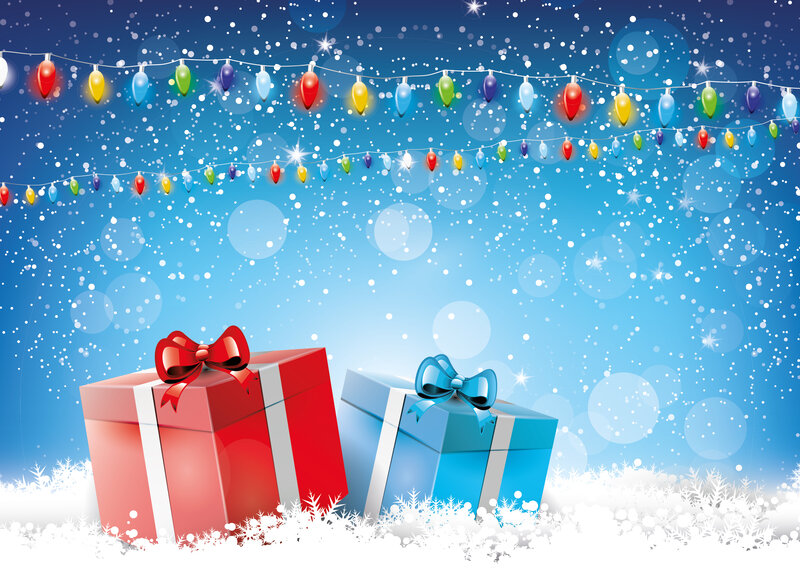 Gift Boxes in Snow — Blue