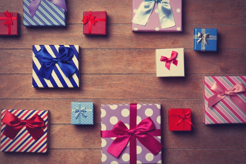 Gift Boxes on Wood — Purple