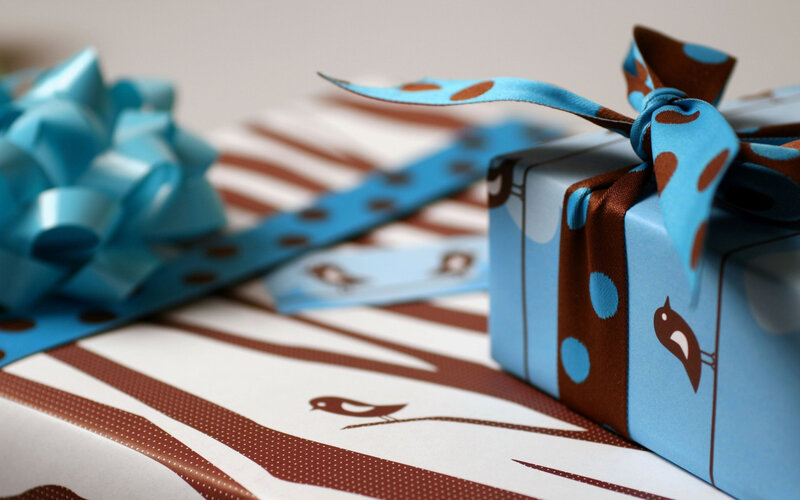 Gift Boxes with Bows — Blue, Festive