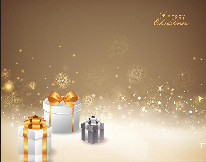 Gift Boxes with Bows — Gold, Festive