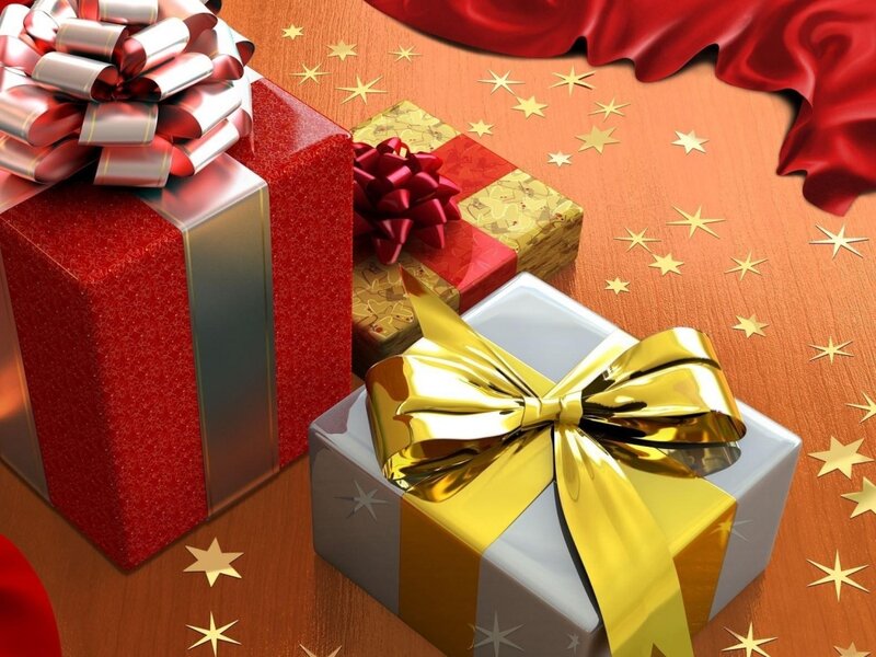 Gift Boxes with Bows — Red, Festive, 3d Render, Stars