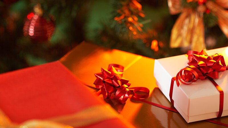 Gift Boxes with Bows — Red, Festive, Winter